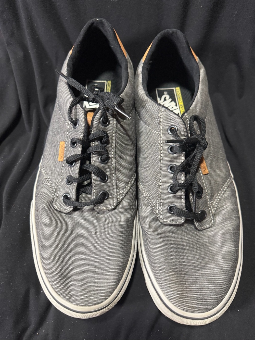 Vans Men’s Gray and Black Canvas Low-Top Sneakers